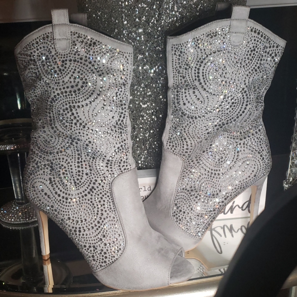 Lauren larraine peep toes crystal boots